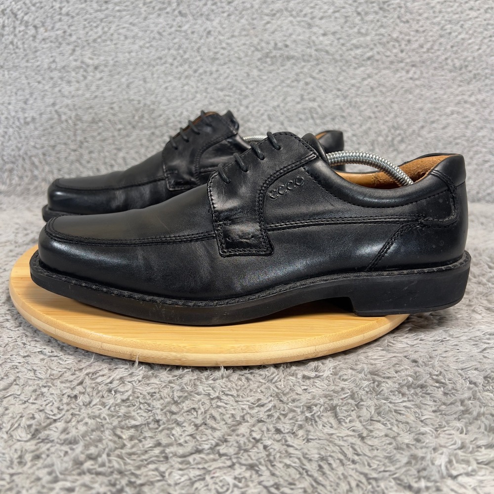 ECCO Helsinki Bicycle Toe‎ Derby Oxford Shoes Mens 44 Black Leather  10-10.5